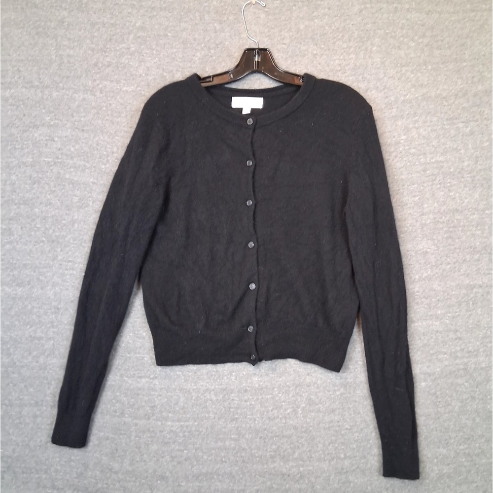 Nordstrom Womens Sweater M Black 100% Cashmere Cardigan Soft Girl Quiet Luxury